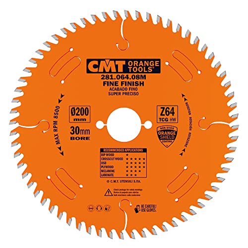 CMT Orange Tools 281.064.08M - Kreissägeblatt für Laminat und Spanholz HW 200x3.2/2.2x30 Z64 TCG 10pos CMT Orange Tools 281.064.08M - Kreissägeblatt für Laminat und Spanholz HW 200x3.2/2.2x30 Z64 TCG 10pos von CMT ORANGE TOOLS