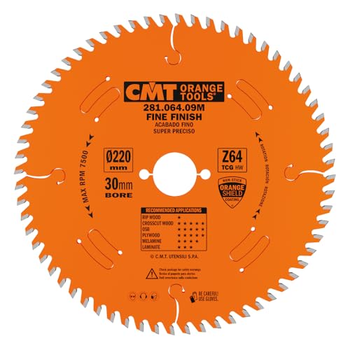 CMT Orange Tools 281.064.09M - Kreissägeblatt für Laminat und Spanholz HW 220x3.2/2.2x30 Z64 TCG 10pos von CMT