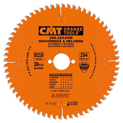 CMT Orange Tools Kreissägeblatt HW 210 x 2,8 / 2,2 x 30 Z=64 TCG - 296.210.64M - für eisenfreies Material, Plastik und Laminat CMT Orange Tools Kreissägeblatt HW 210 x 2,8 / 2,2 x 30 Z=64 TCG - 296.210.64M - für eisenfreies Material, Plastik und Laminat von CMT