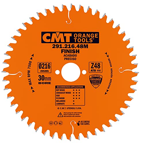 CMT Orange Tools Kreissägeblatt HW 216 x 2,8 / 1,8 x 30 Z=48 15° ATB - 291.216.48M - für Längs- und Querschnitte CMT Orange Tools Kreissägeblatt HW 216 x 2,8 / 1,8 x 30 Z=48 15° ATB - 291.216.48M - für Längs- und Querschnitte von CMT