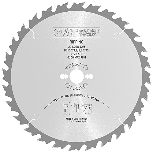 CMT Orange Tools Kreissägeblatt HW 315 x 3,2 / 2,2 x 30 Z=28 10° ATB - 293.028.12M - für ausrissfreie Längsschnitte CMT Orange Tools Kreissägeblatt HW 315 x 3,2 / 2,2 x 30 Z=28 10° ATB - 293.028.12M - für ausrissfreie Längsschnitte von CMT