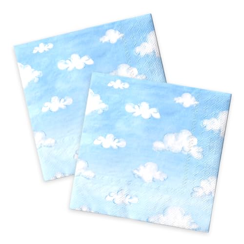 40 Stück Wolken-Servietten, Cartoon-Geschichte, Partyzubehör, blauer Himmel, weiße Wolken, Einweg-Papierservietten, Wolken-Thema, Geburtstag, Babyparty, Dekorationen von CMUSKO