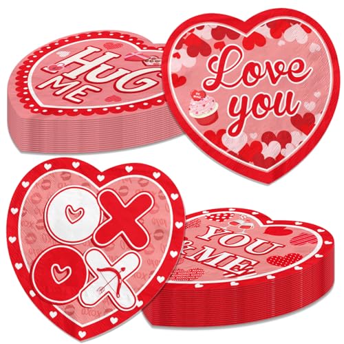 Herzförmige Servietten mit Aufschrift "Love You", Rot, 40 Stück, für Hochzeit, Jahrestag, Verlobung, Partyzubehör Herzförmige Servietten mit Aufschrift "Love You", Rot, 40 Stück, für Hochzeit, Jahrestag, Verlobung, Partyzubehör von CMUSKO