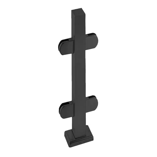 Glasgeländerpfosten aus 304 Edelstahl, quadratischer Geländerpfosten, schwarzes Glasgeländer mit Klemme, Sicherheits-DIY-Trennpfosten/Deck-Treppengeländer-Set (schwarzer Mittelpfosten, H-110 cm) von CMYUN