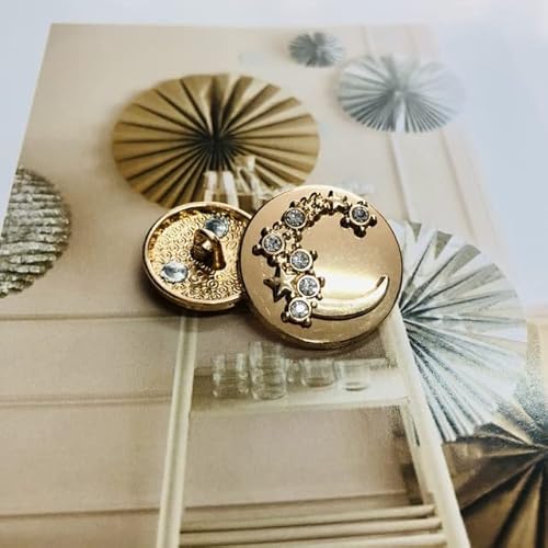 CMZZM 6 Stück Vintage-Strass-Mond-Stern-Metallknöpfe, handgefertigt, doppelte Schreibweise, Diamant-Knopf, DIY-Kleidungsdekoration CMZZM 6 Stück Vintage-Strass-Mond-Stern-Metallknöpfe, handgefertigt, doppelte Schreibweise, Diamant-Knopf, DIY-Kleidungsdekoration von CMZZM