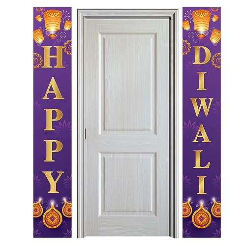 CNAFGBGG Diwali Dekorationen Happy Diwali Banner 71x12 Zoll Außen in der Veranda Happy Zeichen Indisches Festival der Lichter Dekor und Vorräte für den Heimstil 2 ... von CNAFGBGG
