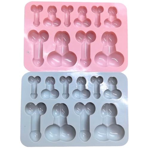 CNAFGBGG Penisform, 2pcs 10 Hohlraum Penis-Kuchenform, Nicht-Stick-Silikon, wiederverwendbares Eiswürfelschale für ein Party Geburtstagsseife Kerze Schokolade.. von CNAFGBGG