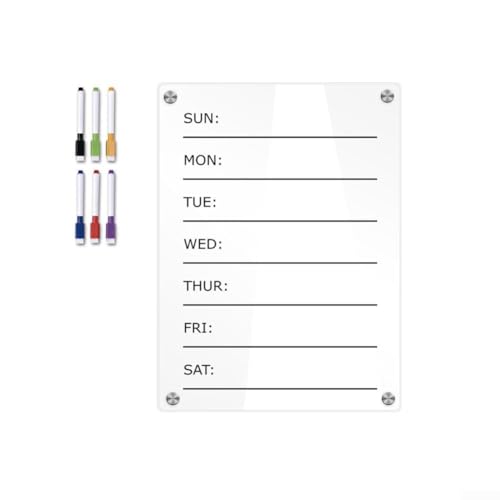 Bleiben Sie stilvoll organisiert mit dem schicken Acryl-Kühlschrank-Wochenkalender-Set mit transparentem Magnetfeld (2) von CNANRNANC
