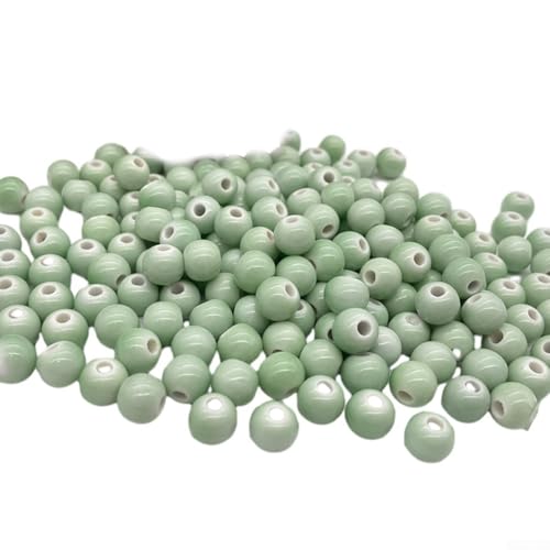 Keramikperlen mit großen Löchern, 10 mm, zum Basteln von einzigartigem Schmuck, 100 Stück (grün) von CNANRNANC