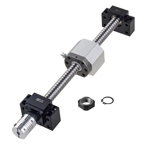 CNCYEAH Kugelumlaufspindel SFU1605-1000mm Gewindespindel Edelstahl Linearführung mit BK12 / BF12 Unterstützung, DSG16H Muttergehäuse+Kugelumlaufmutter+Kupplung für Graviermaschine von CNCYEAH