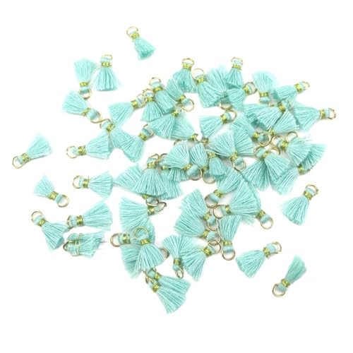 Quasten, Quasten für Basteln, 50 Stück Besatzanhänger, Bastelmaterial, 1 cm Baumwollfaden, Mini-Quaste, Schmuckschmuck, Hängering, kleine Fransenbesatz(Fruit Green) von CNDBAHHE