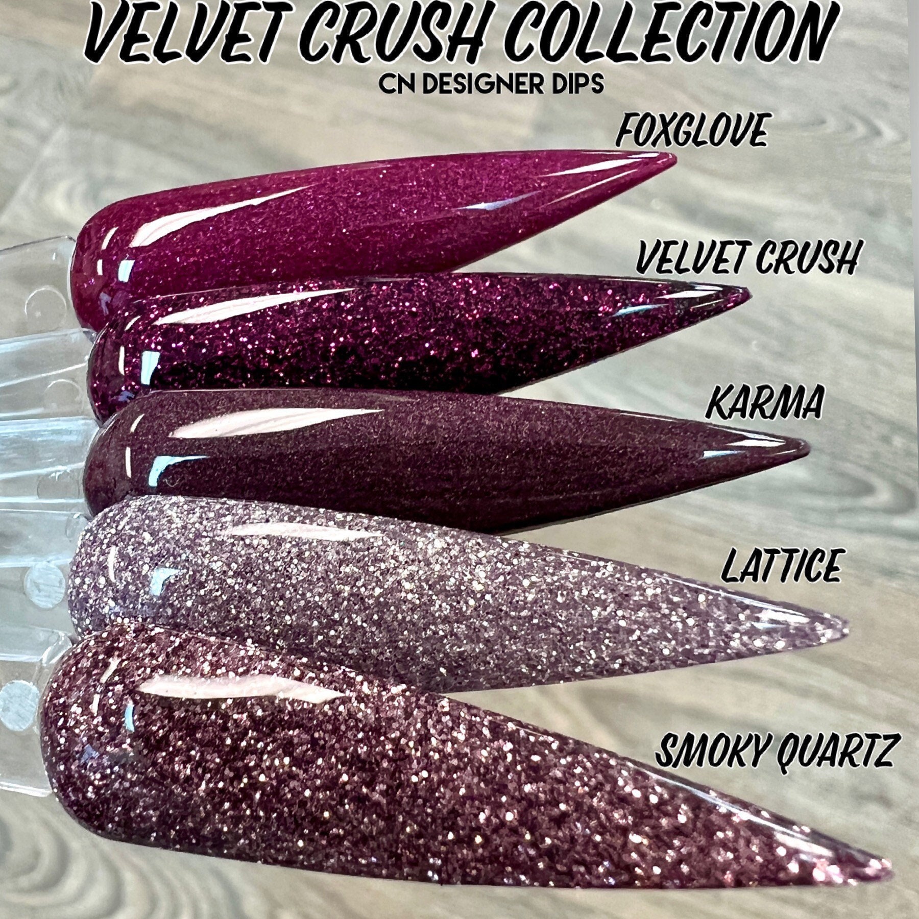Velvet Crush Collection - Tauchpulver, Nageltauchpulver, Tauchpulver Für Nägel, Nagelpulver, Acryl, Nageldip, Nagelacryl von CNDesignerDips