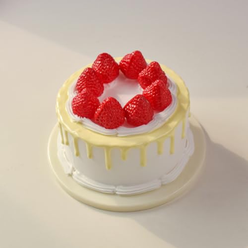 CNEZOMP Künstliche Kuchendekoration, realistische Lebensmittel-Nachbildung, Erdbeere, dekoriert, Geburtstagskuchen, Party-Requisiten und Bäckerei-Dekoration (C, 15,2 cm) von CNEZOMP
