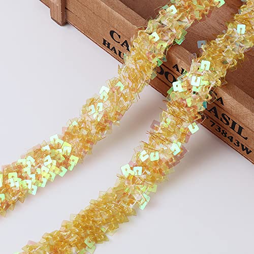 CNFQ 10 yards Elastisches glänzendes Paillettenband Applikation für Hochzeit Kostüm Brautschmuck PVC (#13) von CNFQ