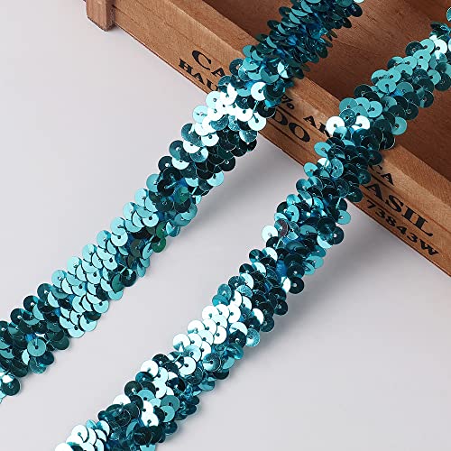 CNFQ 10 yards Elastisches glänzendes Paillettenband Applikation für Hochzeit Kostüm Brautschmuck PVC (Hellblau) von CNFQ