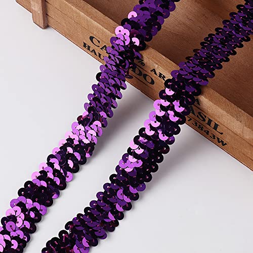 CNFQ 10 yards Elastisches glänzendes Paillettenband Applikation für Hochzeit Kostüm Brautschmuck PVC (Violett) von CNFQ