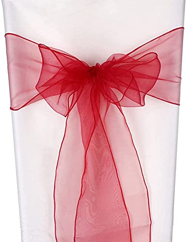 CNFQ Stuhlschleifen, Organza, für Taufe, Party, Hochzeit, 50 Stück (Rot) von CNFQ