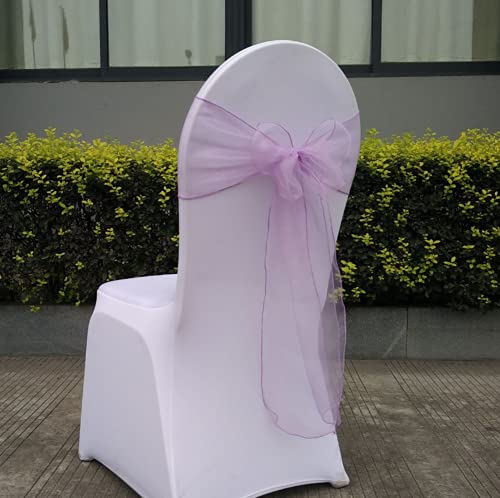 CNFQ 50 Stück Stuhlschleifen, Organza, Taufe, Party, Deko, Hochzeit, Lavendel von CNFQ