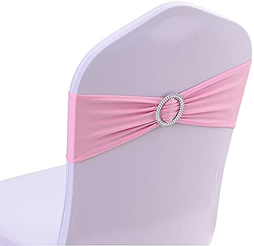 CNFQ Stuhlschleifen, elastisch, kein Binden, Dekoration für Hochzeit, Party, Taufe (10, Rosa) von CNFQ