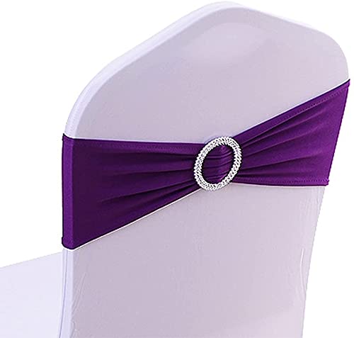 CNFQ Stuhlschleifen, elastisch, kein Binden, Dekoration für Hochzeit, Party, Taufe (10, Violett) von CNFQ