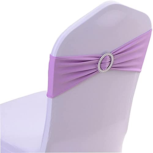CNFQ Stuhlschleifen, elastisch, kein Binden, Dekoration für Hochzeit, Party, Taufe (50, Hellviolett) von CNFQ