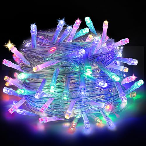 CNMTCCO Lichterkette 5M 50LEDs Batterie Außen Mit 6h Timer, Klein Innen für Weihnachten, Hochzeit, Schlafzimmer, Party, Baumdekoration (Mehrfarbig) von CNMTCCO