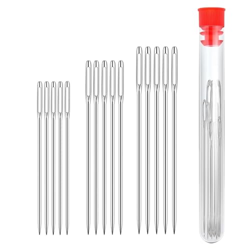 Nähnadeln Großes Öhr, 30 Stück Nähen Nadeln große, Nadeln mit großem Öhr, ideal für Handnähen, Sticken, Basteln andTextilarbeitenNadeln (42mm, 52mm, 60mm) von CNOYEEO