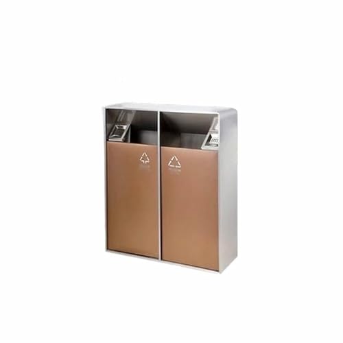 CNPRAZ Commercial Edelstahl Recycling Bin Outdoor Müllbehälter Für Hotels Vertikale Rauchlöscher Fass Aufzug Eingang Abfall Sortierbox (Gold) von CNPRAZ