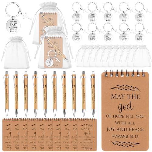CNSJ Christliches Geschenk-Set: Inspirierende Bambus-Kugelschreiber, Bibelvers, Notizblöcke, religiöse Schlüsselanhänger, Organza-Beutel - Kirche, Wertschätzung, Geschenke für Kollegen, Männer, Frauen CNSJ Christliches Geschenk-Set: Inspirierende Bambus-Kugelschreiber, Bibelvers, Notizblöcke, religiöse Schlüsselanhänger, Organza-Beutel - Kirche, Wertschätzung, Geschenke für Kollegen, Männer, Frauen von CNSJ