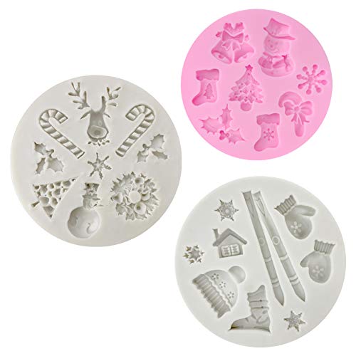 CNYMANY 3 Stücke Fondant Silikonformen, 25 Hohlraum 3D Weihnachten Zuckerfertigkeit Kuchen Dekoration Cupcake Topper Handwerk Projekte Gum Paste Harz Polymer Clay Form CNYMANY 3 Stücke Fondant Silikonformen, 25 Hohlraum 3D Weihnachten Zuckerfertigkeit Kuchen Dekoration Cupcake Topper Handwerk Projekte Gum Paste Harz Polymer Clay Form von CNYMANY