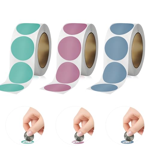 CNYMANY 900 Stück Etiketten zum Abkratzen, 2,5 cm, rund, selbstklebend, zum Abziehen und Aufkleben, DIY-Etiketten für Spiele, Party, Geschenk, Postkarte, Promotion, Lila, Blau, Grün CNYMANY 900 Stück Etiketten zum Abkratzen, 2,5 cm, rund, selbstklebend, zum Abziehen und Aufkleben, DIY-Etiketten für Spiele, Party, Geschenk, Postkarte, Promotion, Lila, Blau, Grün von CNYMANY