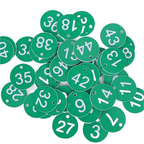 1 Satz/100 Stück runde Bienenstocketiketten 1–100, wasserdicht, nummeriertes Etikett mit Loch, Mehrzweck-Markierung for Bienenzuchtboxen, fortlaufende Nummern(Green) von CNYUON