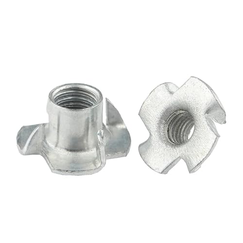 100 Stück 4-zackige T-Muttern M4 M5 M6 M8 M10 Holzmöbel Vierkrallenmuttern Verzinkte Muttern Möbelbeschläge(M5 x 100Pcs) von CNYUON