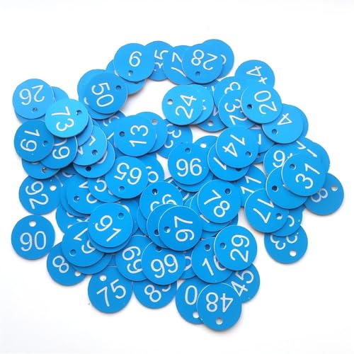 100 stücke 1-100 Nummerierte Zeichen Etiketten Beehive Tags Garten Box Mark Mit Loch Anlage Marker(Blue) von CNYUON