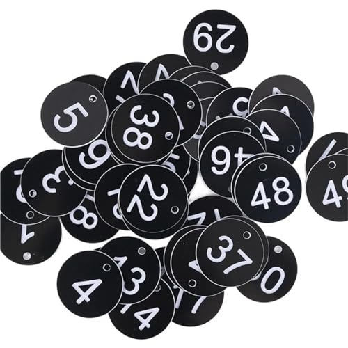 100 stücke Kunststoff Tags Bunte Runde Sequentielle Zahlen Zeichen Etiketten 3,5 CM Anzahl Platte Garten Marker(Black) von CNYUON