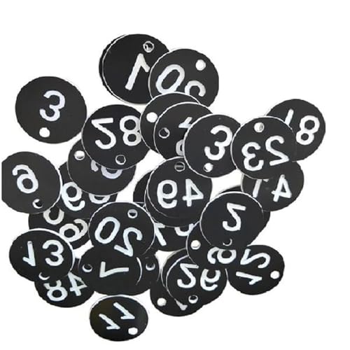 100 stücke Kunststoff Tags Bunte Runde Sequentielle Zahlen Zeichen Etiketten 3,5 CM Anzahl Platte Garten Marker(Black) von CNYUON