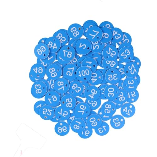 100 stücke Kunststoff Tags Bunte Runde Sequentielle Zahlen Zeichen Etiketten 3,5 CM Anzahl Platte Garten Marker(Blue) von CNYUON