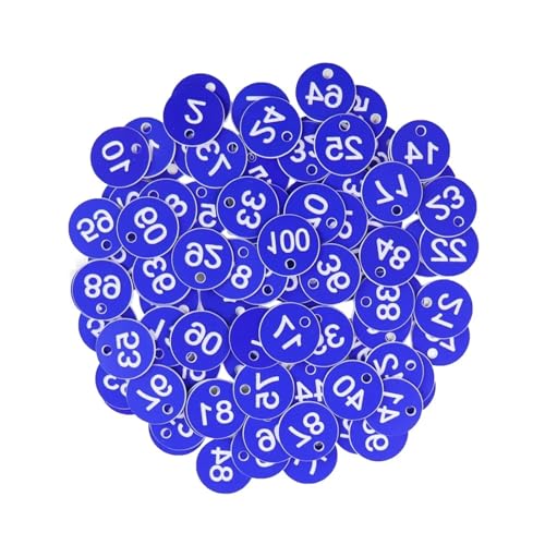 100 stücke Kunststoff Tags Bunte Runde Sequentielle Zahlen Zeichen Etiketten 3,5 CM Anzahl Platte Garten Marker(Deep Blue) von CNYUON