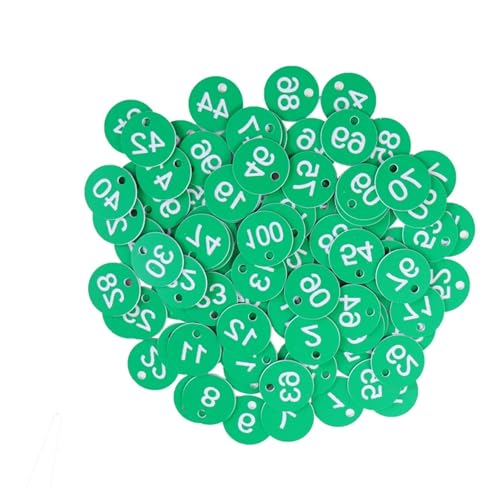 100 stücke Kunststoff Tags Bunte Runde Sequentielle Zahlen Zeichen Etiketten 3,5 CM Anzahl Platte Garten Marker(Green) von CNYUON