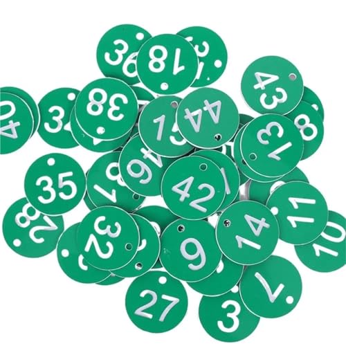 100 stücke Kunststoff Tags Bunte Runde Sequentielle Zahlen Zeichen Etiketten 3,5 CM Anzahl Platte Garten Marker(Green) von CNYUON