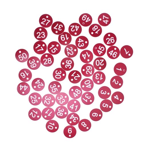 100 stücke Kunststoff Tags Bunte Runde Sequentielle Zahlen Zeichen Etiketten 3,5 CM Anzahl Platte Garten Marker(Red) von CNYUON