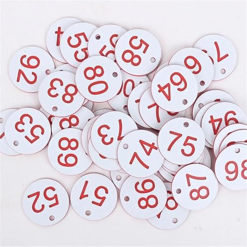 100 stücke Kunststoff Tags Bunte Runde Sequentielle Zahlen Zeichen Etiketten 3,5 CM Anzahl Platte Garten Marker(White) von CNYUON