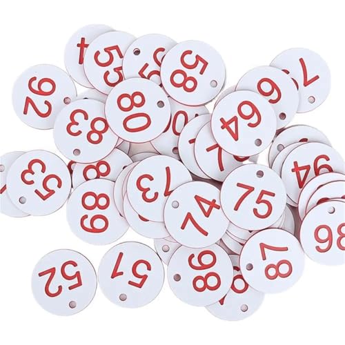 100 stücke Kunststoff Tags Bunte Runde Sequentielle Zahlen Zeichen Etiketten 3,5 CM Anzahl Platte Garten Marker(White) von CNYUON