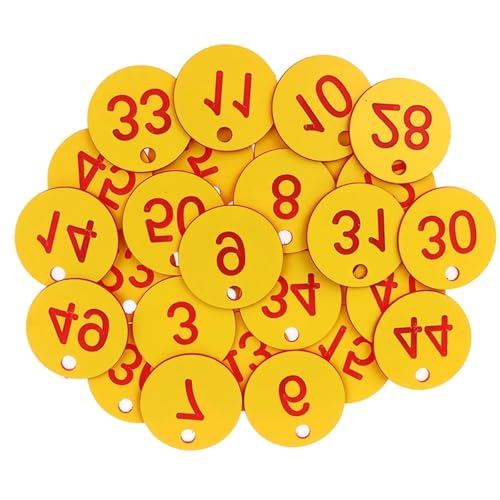 100 stücke Kunststoff Tags Bunte Runde Sequentielle Zahlen Zeichen Etiketten 3,5 CM Anzahl Platte Garten Marker(Yellow) von CNYUON
