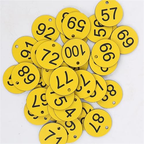 100 stücke Nummerierte Zeichen Etiketten Beehive Tags Bee Box Mark Imkerei Versorgung Garten Werkzeug Set Nummer Platte for Restaurant(Yellow) von CNYUON