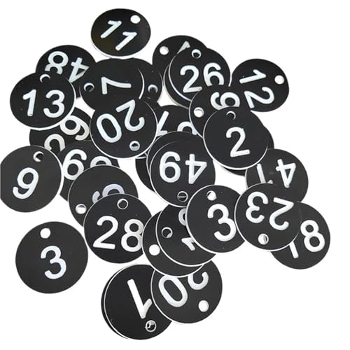 100Pcs Anzahl Tags 1-100 Gravierte Zeichen Kleine Runde Etiketten for Kleidung(Black) von CNYUON