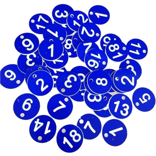 100Pcs Anzahl Tags 1-100 Gravierte Zeichen Kleine Runde Etiketten for Kleidung(Blue) von CNYUON