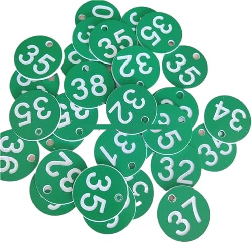 100Pcs Anzahl Tags 1-100 Gravierte Zeichen Kleine Runde Etiketten for Kleidung(Green) von CNYUON