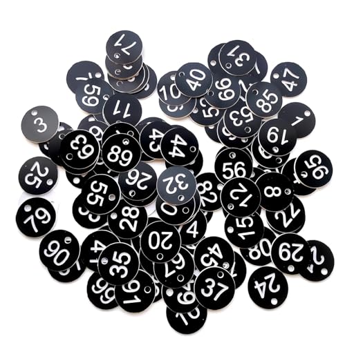 500 Stück 1–500 Schlüsselhandkarten, Nummernschilder, gravierte Etiketten, Schrankcodierung, Aufbewahrungsorganisator, wiederverwendbare Kunststoff-Identifikationsmarken(1-500 Black White) von CNYUON