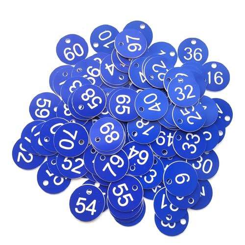 500 Stück 1–500 Schlüsselhandkarten, Nummernschilder, gravierte Etiketten, Schrankcodierung, Aufbewahrungsorganisator, wiederverwendbare Kunststoff-Identifikationsmarken(1-500 Blue White) von CNYUON